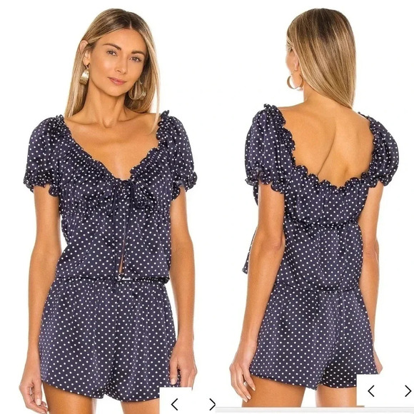 LPA Tops - LPA Cecilia Top in Navy Dot XL NWT‎